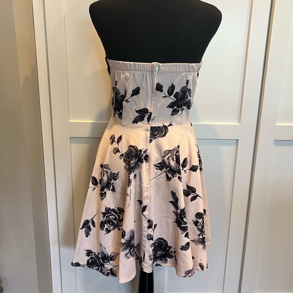 Ixia Floral Halter Mini Dress Black Strapless Size M - Picture 5 of 11